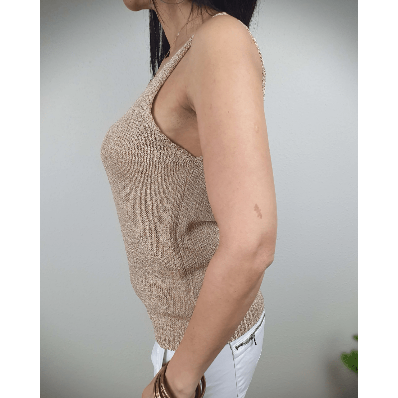 Polina | Haut Classique Chic En Maille Pour Femme | Sans Manches - Looksy