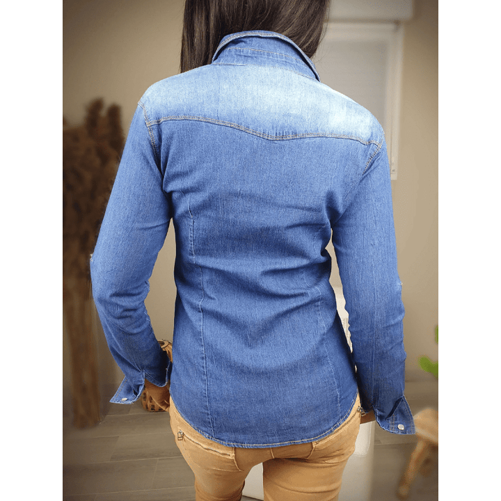 Querina | Chemise En Jean Cintrée Femme | Boutonnée - Looksy