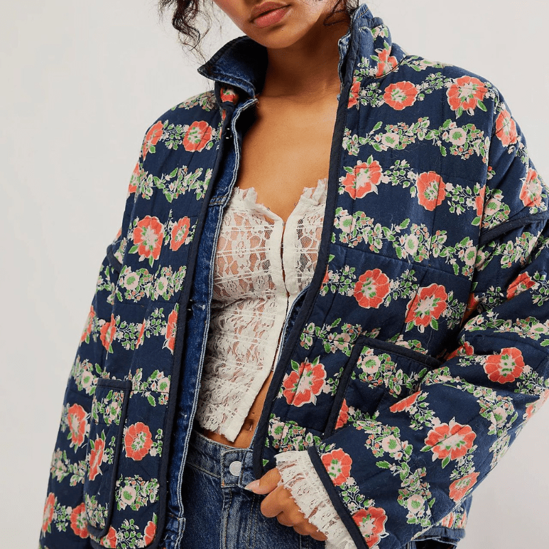 Rosalie | Veste Imprimée Fleurie Femme | Longue - Looksy