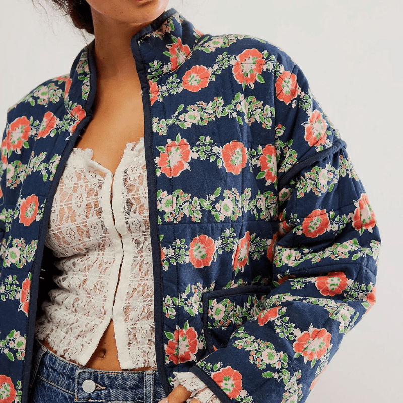 Rosalie | Veste Imprimée Fleurie Femme | Longue - Looksy