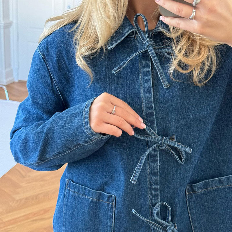 Veste Jean Oversize Nœuds | Style Unique & Confort Décontracté