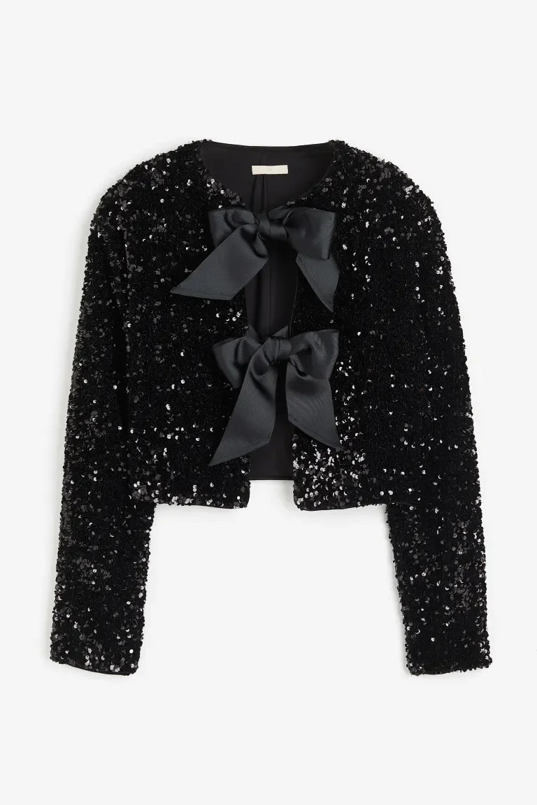 Cardigan Texturé Nœuds Femme - Élégant Féminin & Chic