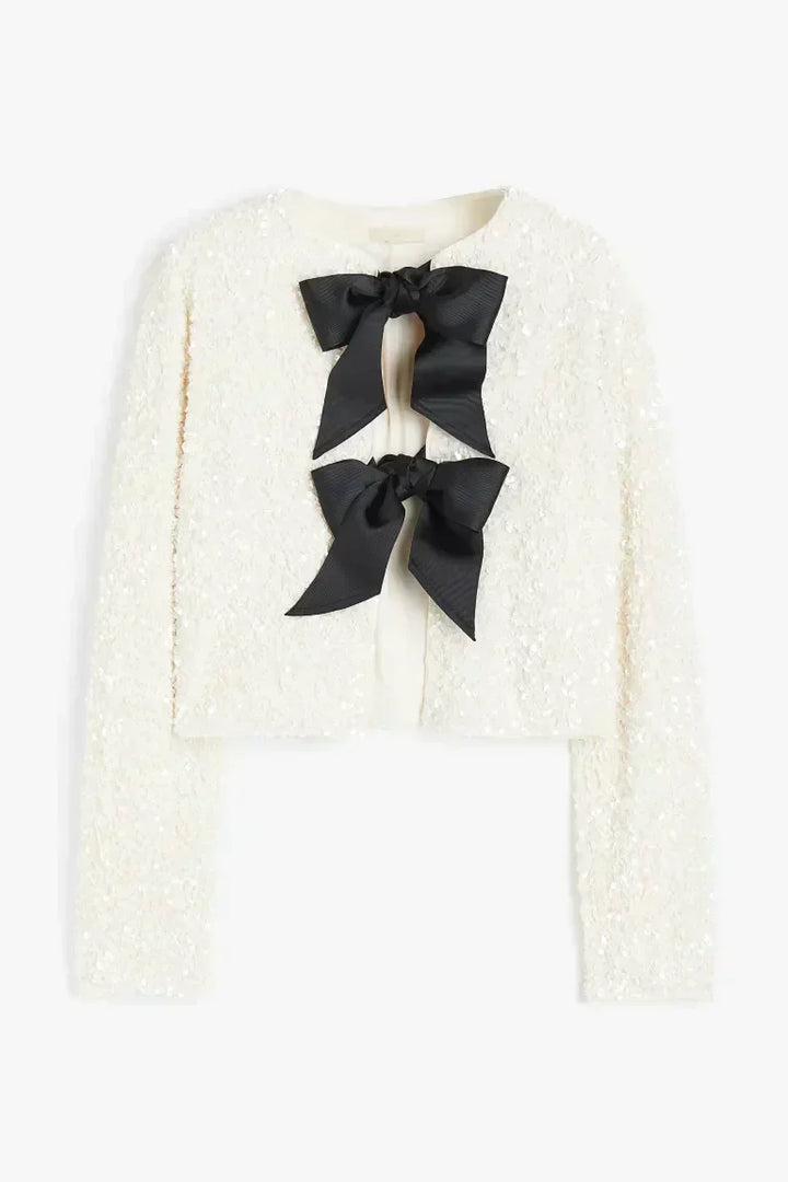 Cardigan Texturé Nœuds Femme - Élégant Féminin & Chic