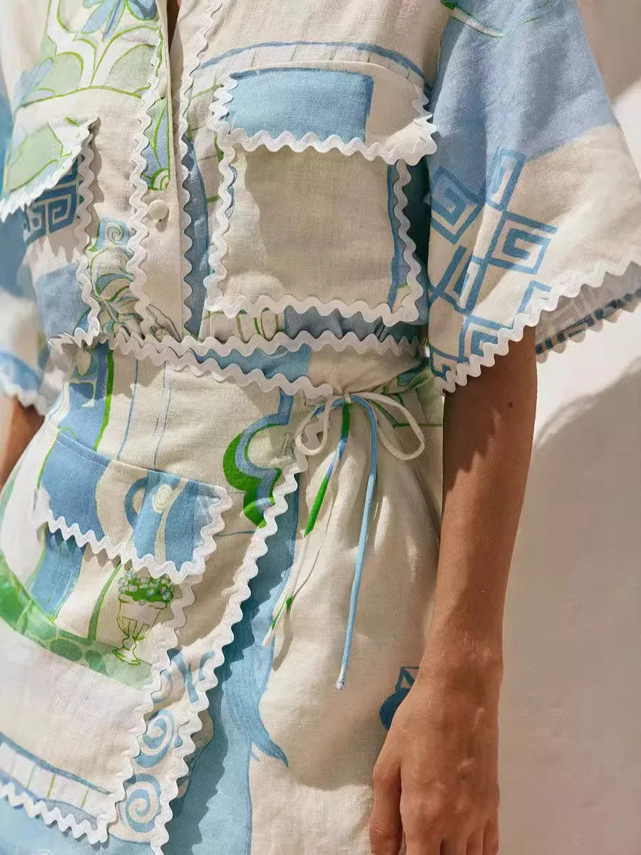 Ensemble Short Chemise Femme Imprimé Vacances - Léger et Élégant Été