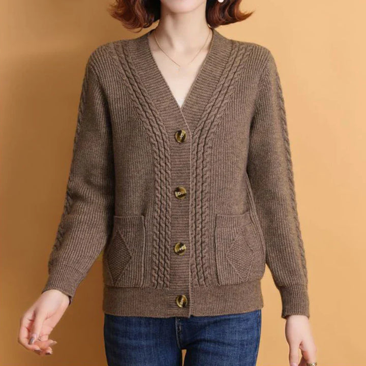 Cardigan Tricoté Torsades Femme - Chaleur Raffinée Naturelle