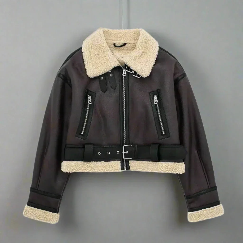 Veste Aviateur Similicuir Femme - Tendance Hiver Doublée