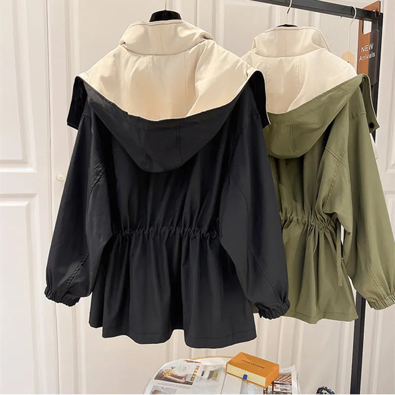 Veste Oversize Bicolore Col Large - Élégante Décontractée Style Urbain