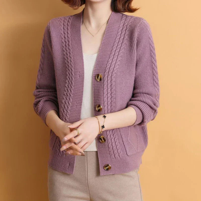 Cardigan Tricoté Torsades Femme - Chaleur Raffinée Naturelle
