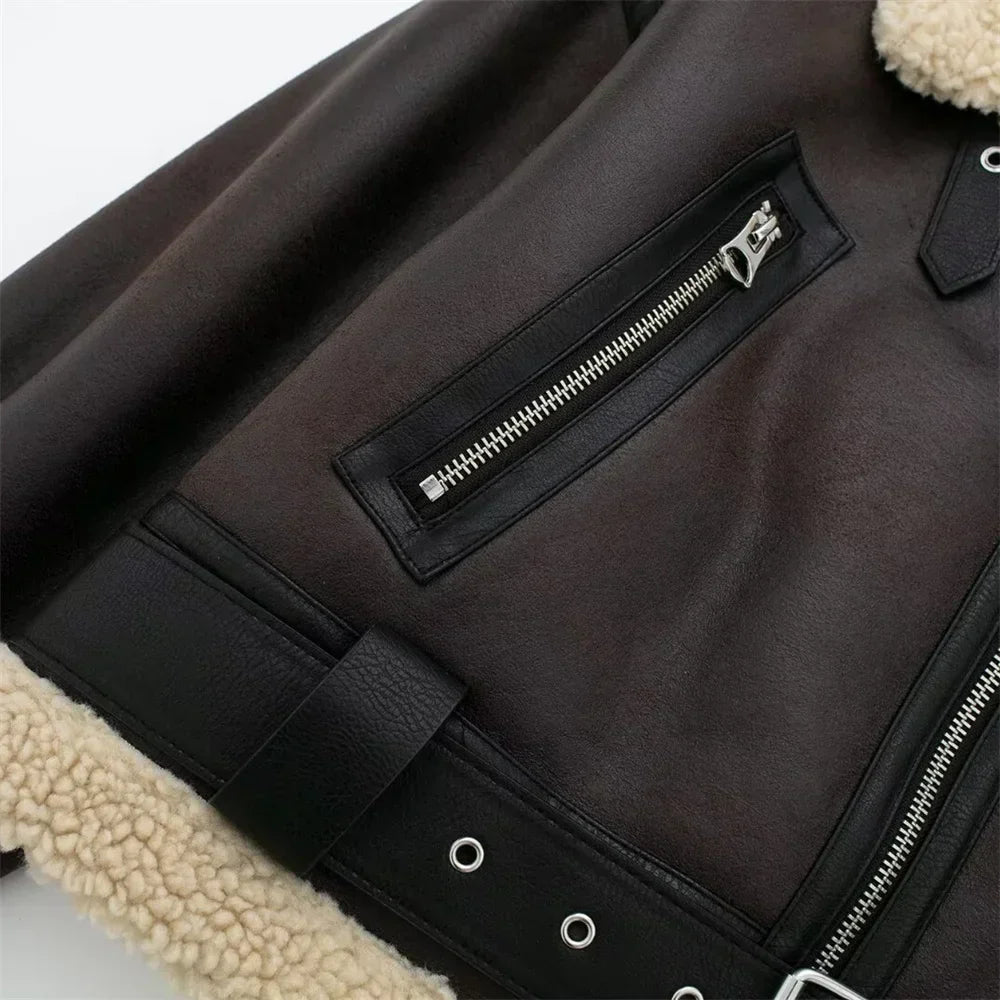 Veste Aviateur Similicuir Femme - Tendance Hiver Doublée
