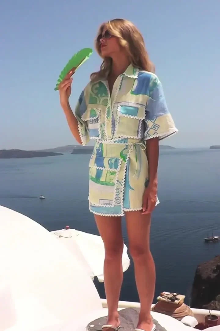 Ensemble Short Chemise Femme Imprimé Vacances - Léger et Élégant Été