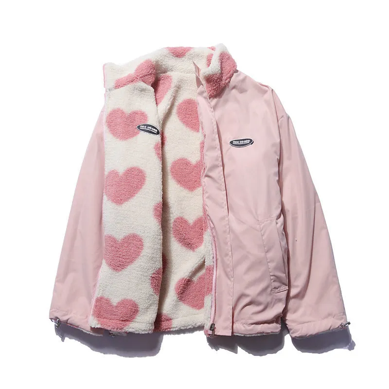 Veste Réversible Fausse Fourrure Douce Tendance - Style Girly