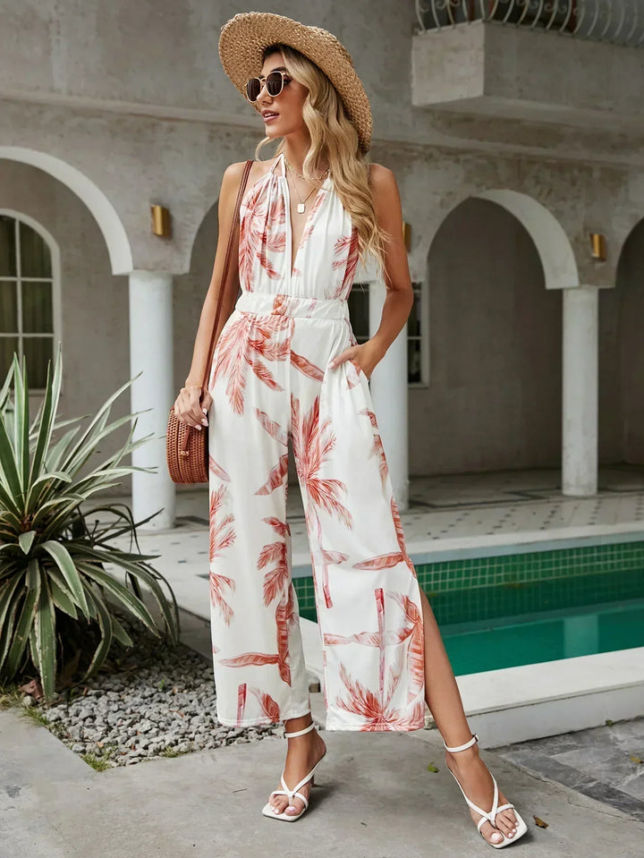 Combinaison Emma Femme à Imprimé Fleuri et Pantalon Large