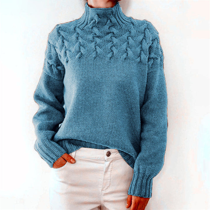 Sophie pull col roulé tricoté femme – chic et confortable