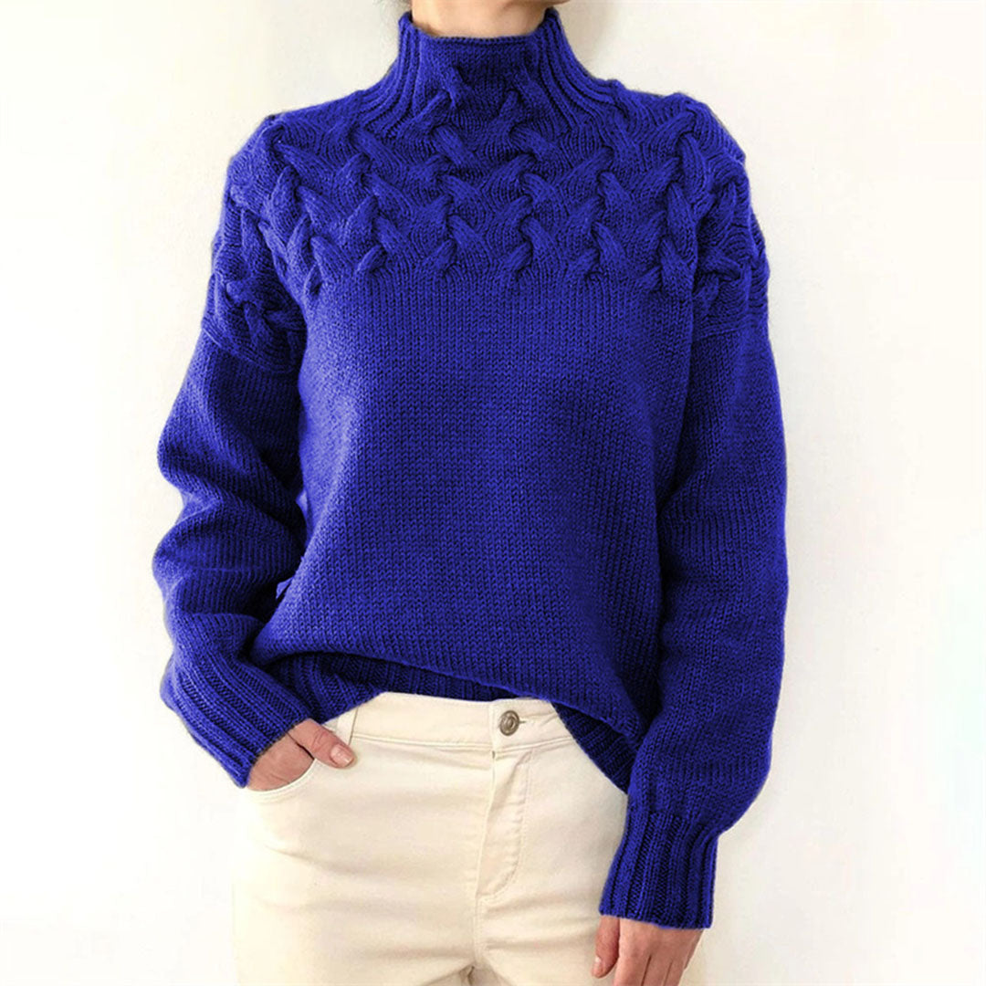 Sophie pull col roulé tricoté femme – chic et confortable