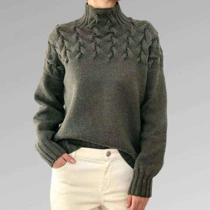 Sophie pull col roulé tricoté femme – chic et confortable