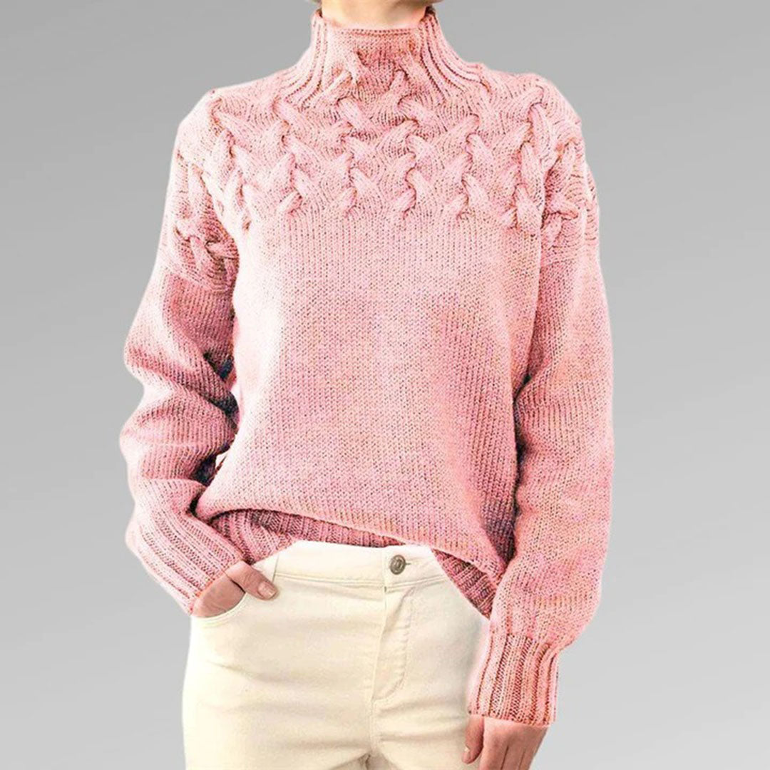 Sophie pull col roulé tricoté femme – chic et confortable