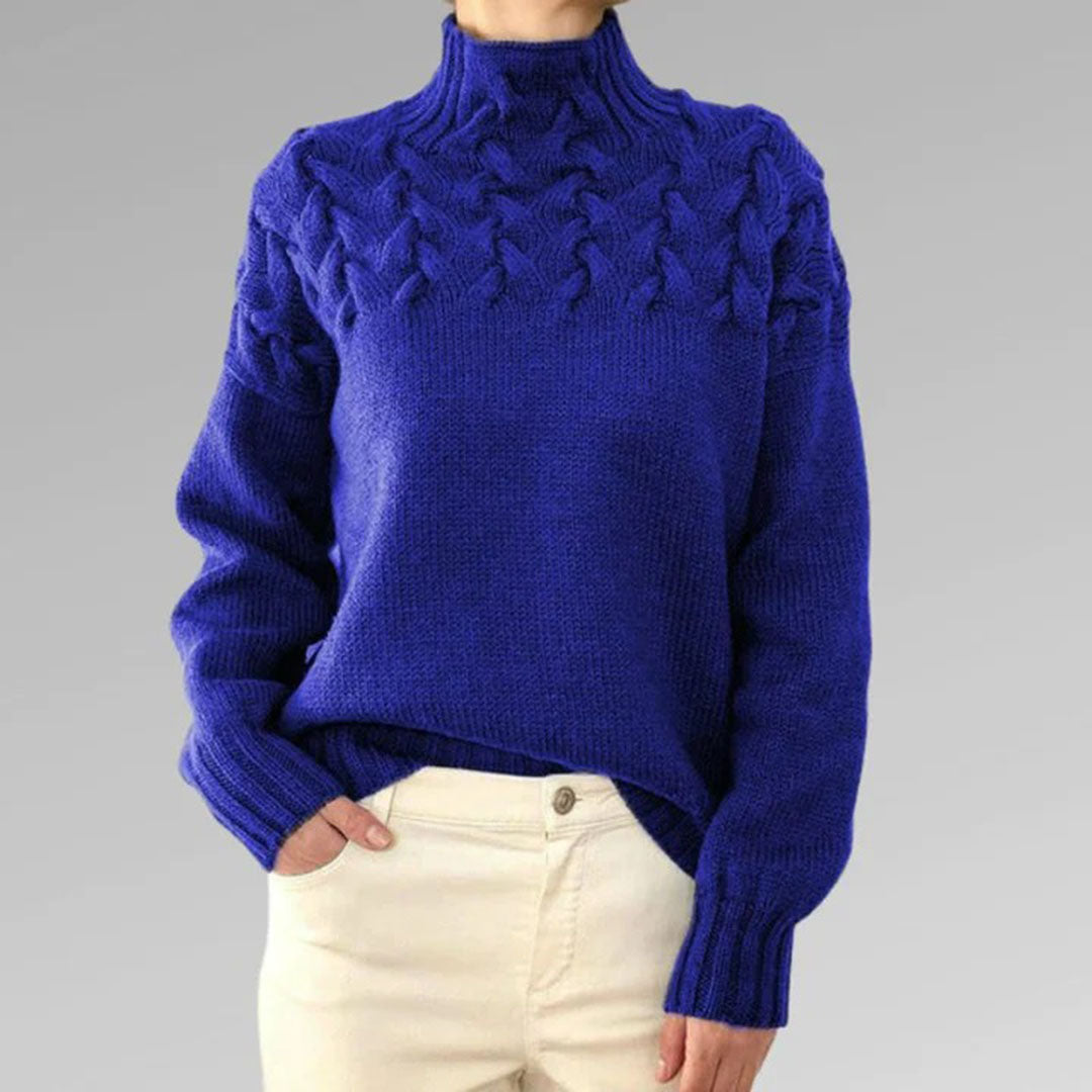 Sophie pull col roulé tricoté femme – chic et confortable