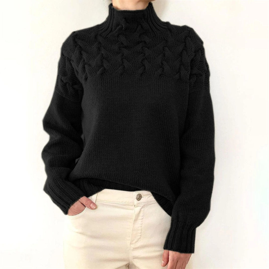 Sophie pull col roulé tricoté femme – chic et confortable