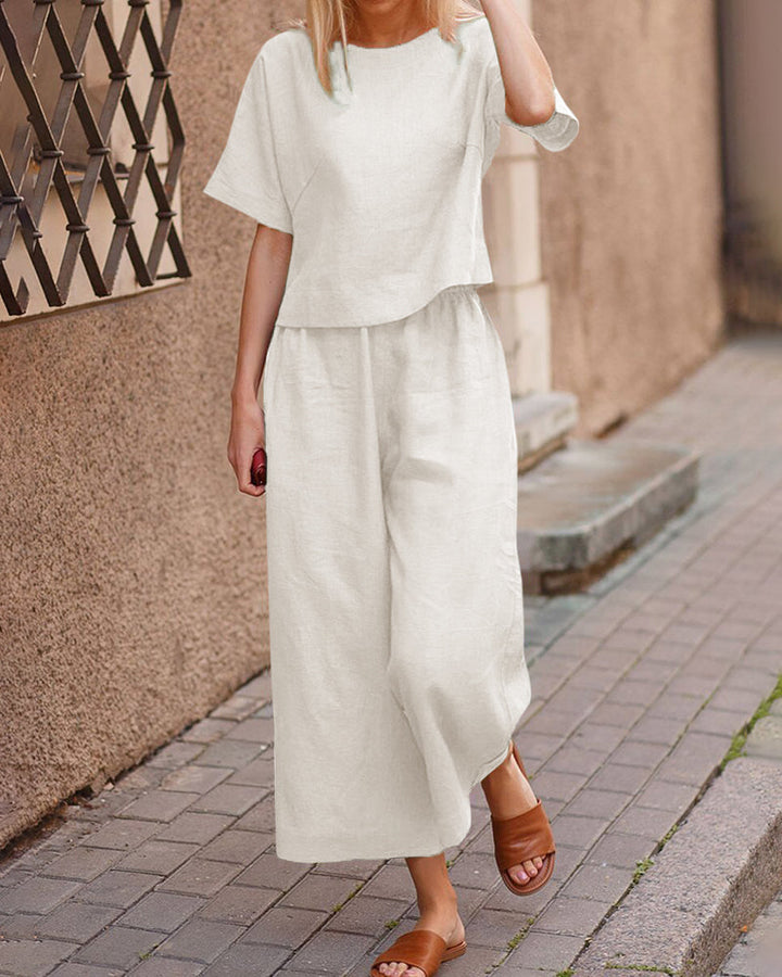 Ensemble Lin Femme Élégant | 2 Pièces Légères et Confortables pour l'Été