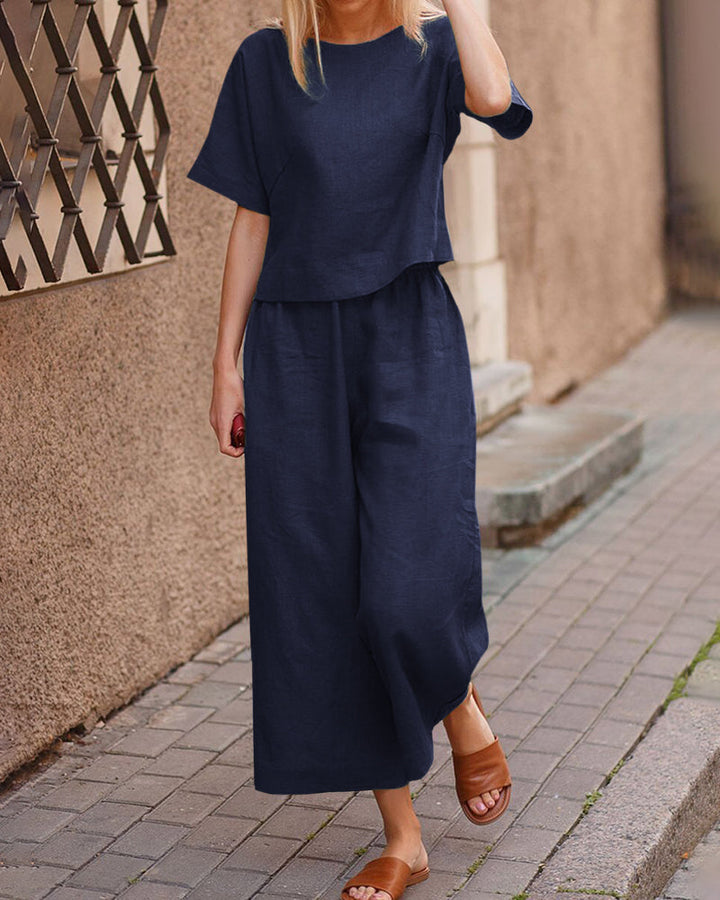Ensemble Lin Femme Élégant | 2 Pièces Légères et Confortables pour l'Été