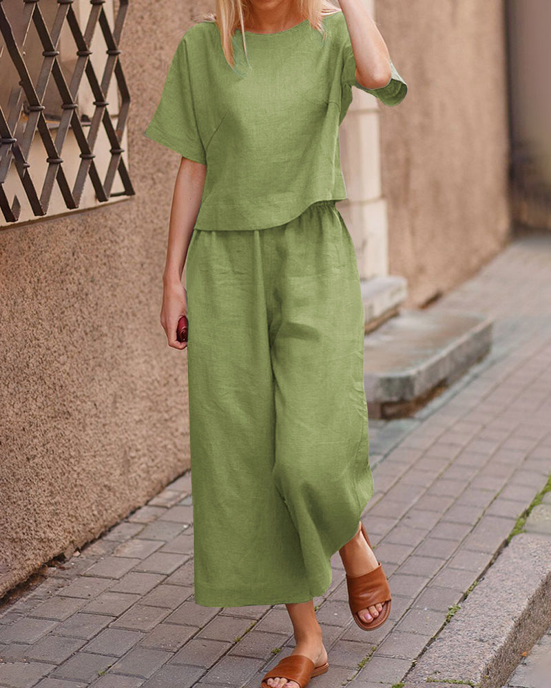 Ensemble Lin Femme Élégant | 2 Pièces Légères et Confortables pour l'Été