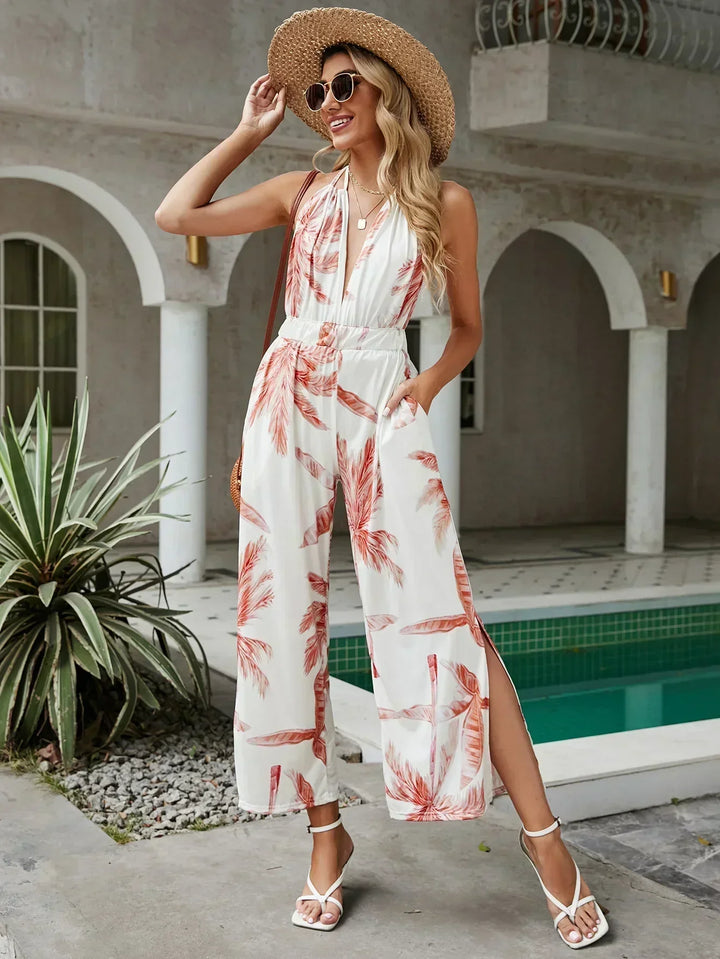 Combinaison Emma Femme à Imprimé Fleuri et Pantalon Large