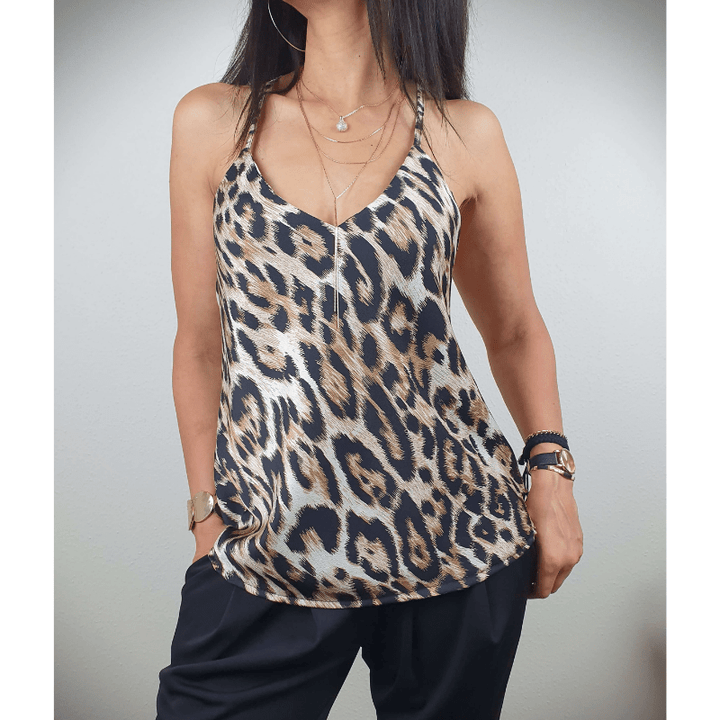 Sabrina | Débardeur Imprimé Léopard Femme | Sans Manches - Looksy