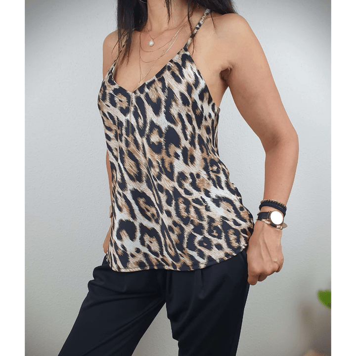 Sabrina | Débardeur Imprimé Léopard Femme | Sans Manches - Looksy