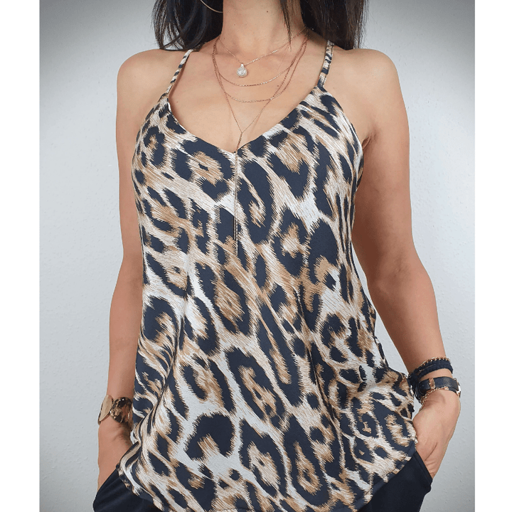 Sabrina | Débardeur Imprimé Léopard Femme | Sans Manches - Looksy