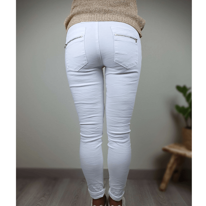 Samira | Pantalon Coupe Slim Détail Femme | Boutonné - Looksy