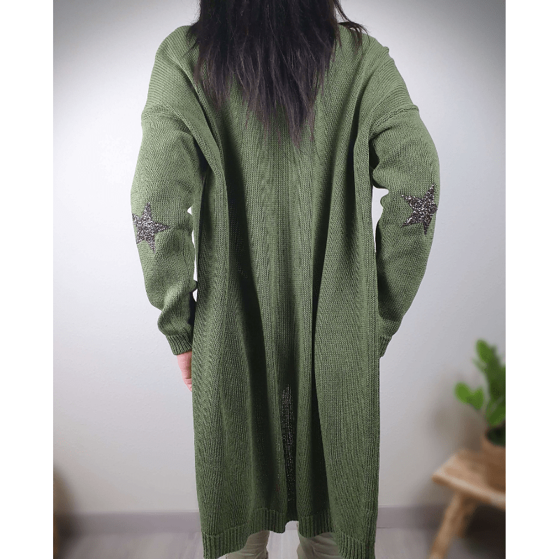 Sara | Cardigan en tricot à motif étoilé pour femmes | Long - Looksy