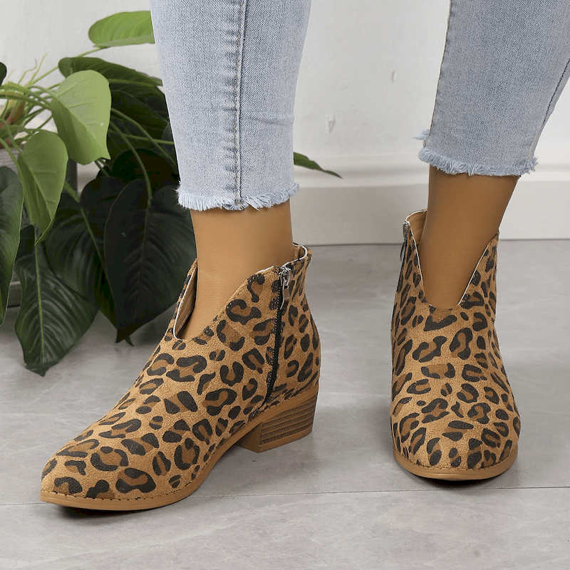 Sasha | Bottines Léopard et Unies Femme | Bout Pointu - Looksy