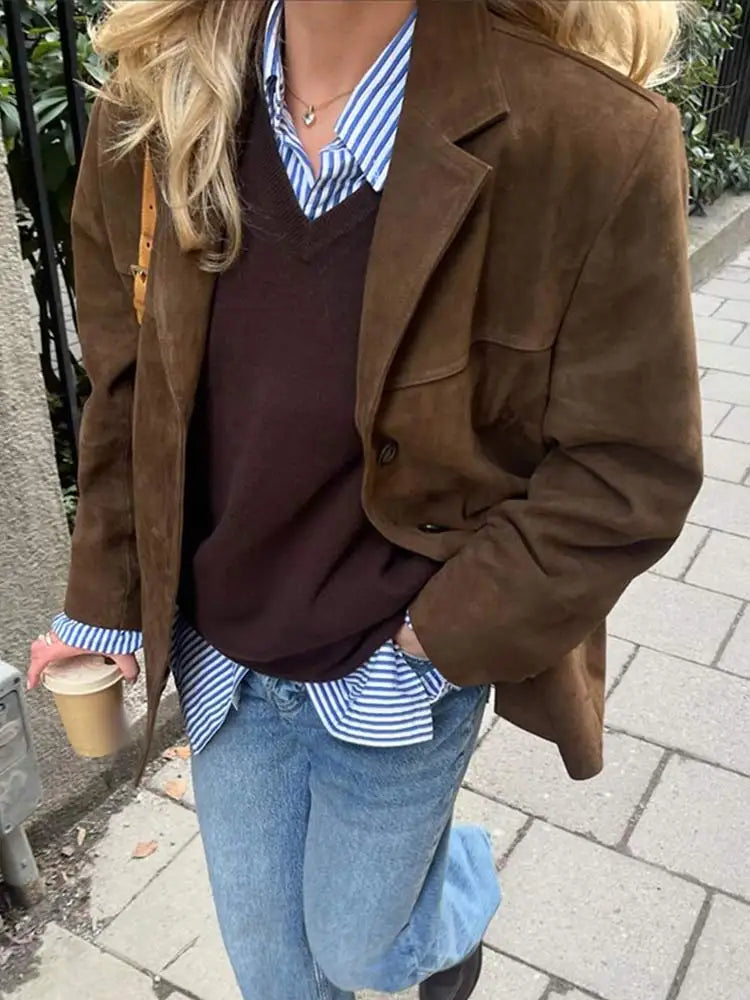 Veste Élégante en Suède Classique