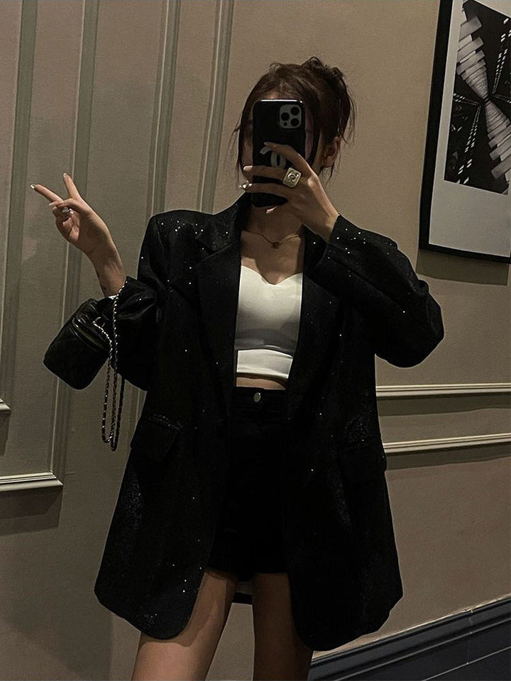Blazer Pailleté Oversize Femme - Chic Élégant & Brillant