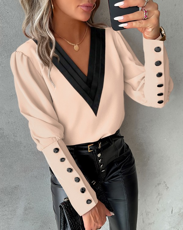 Chemisier Britt Femme à Manches Gigot et Boutons – Élégance Chic