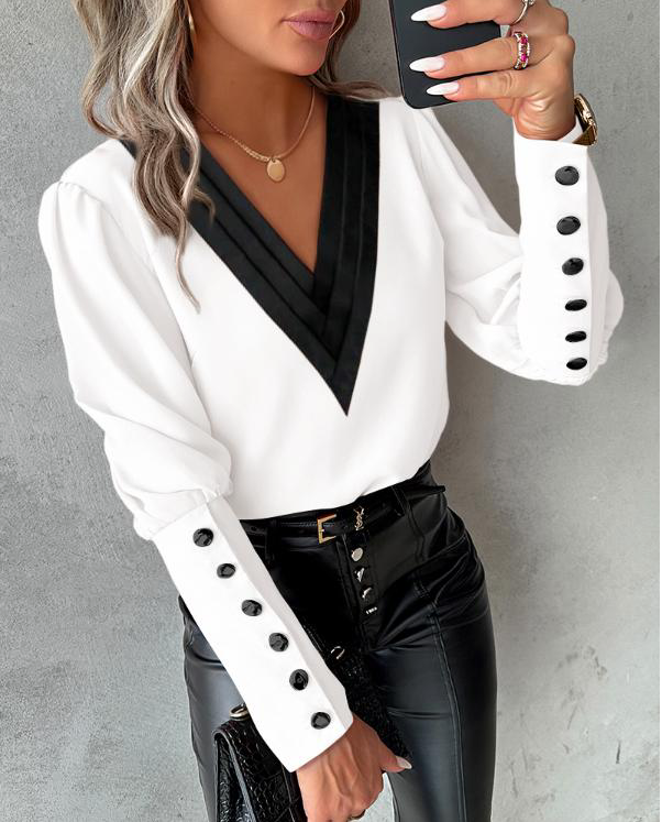 Chemisier Britt Femme à Manches Gigot et Boutons – Élégance Chic