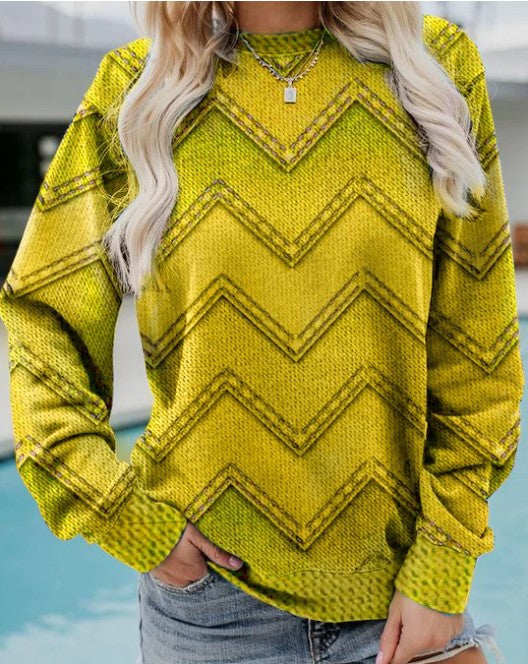Sweat Imprimé Denim Chevron - Original Décontracté Confort Ultra-Doux