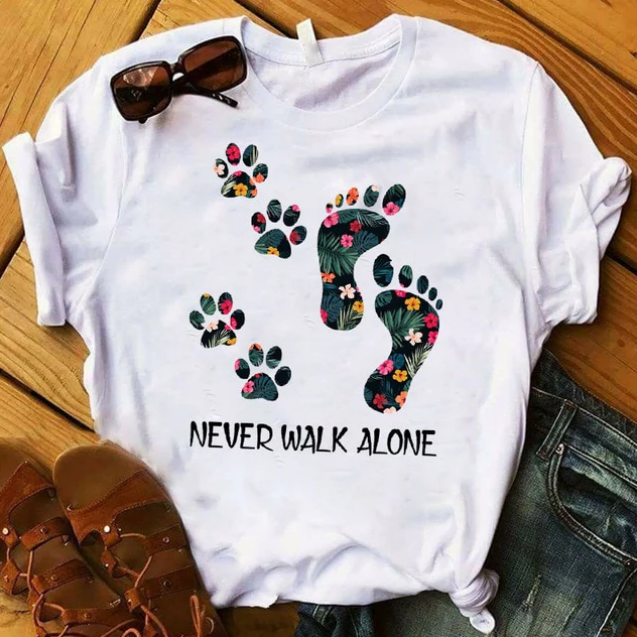 T-shirt Femme Patte Animal Message Inspirant - Coton Casual Confort