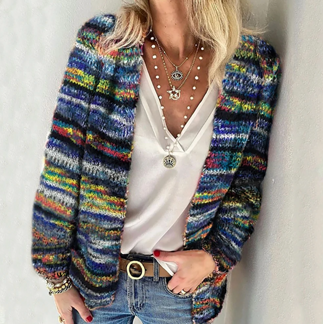 Cardigan Bohème Rayé Coloré Femme - Style Chic & Décontracté