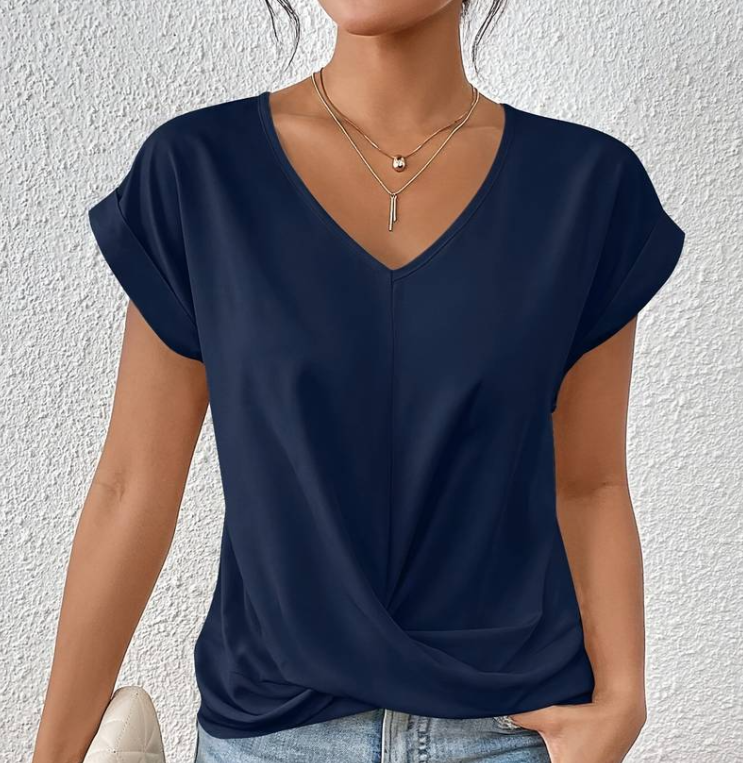 Top Décontracté Col V Fluide Femme - Élégance Quotidienne