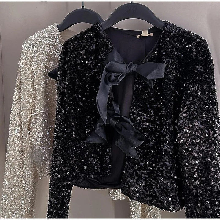Veste Tweed Courte : Nœuds Chic & Élégance Raffinée