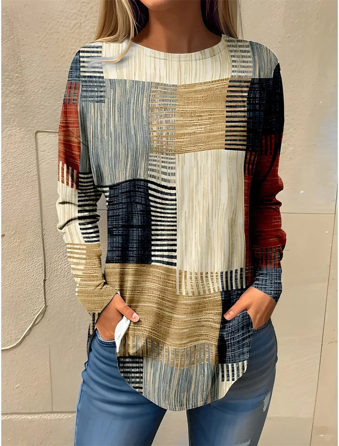 Pull Long Patchwork Femme : Coton Doux, Tendance & Confort