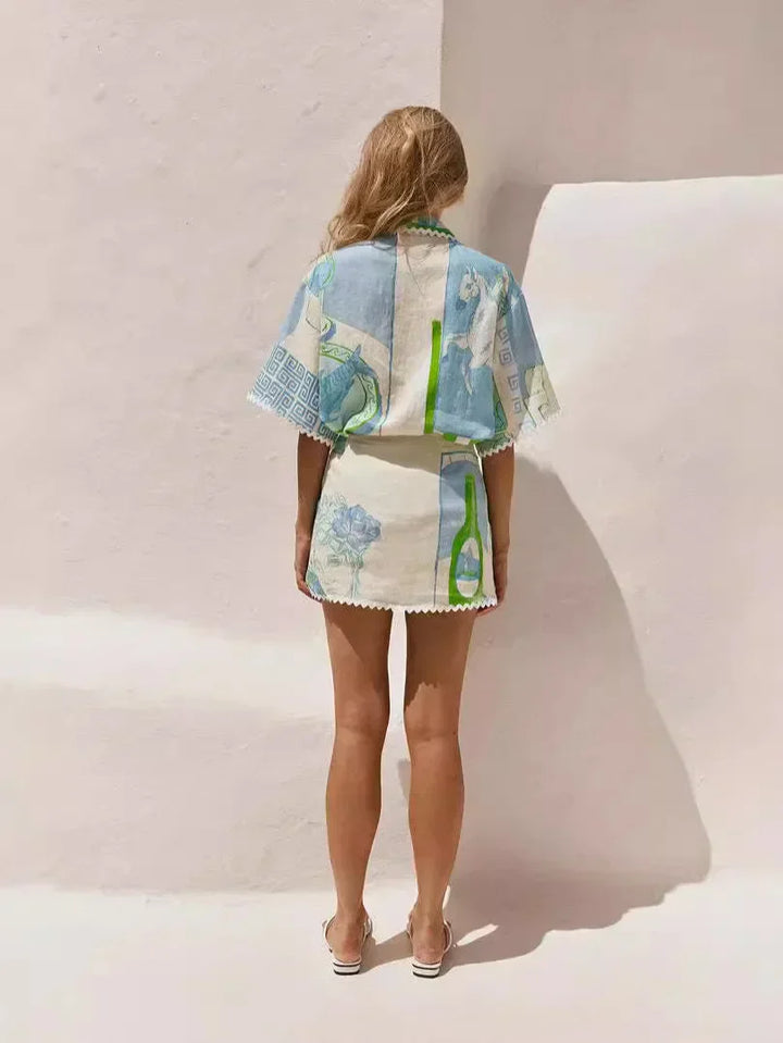 Ensemble Short Chemise Femme Imprimé Vacances - Léger et Élégant Été