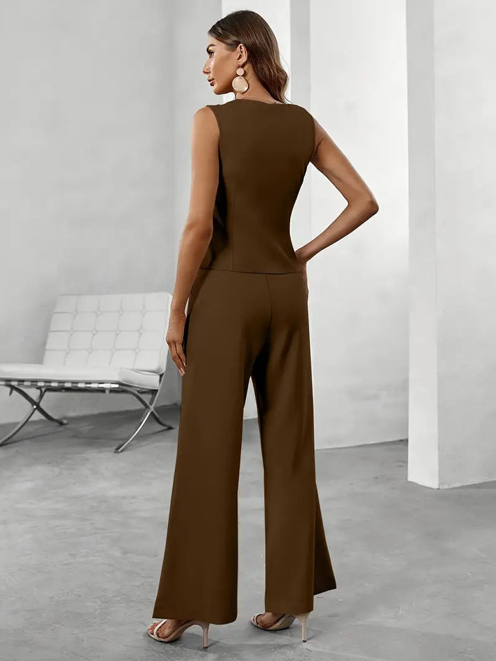 Ensemble élégant de gilet et pantalon ajusté pour femme