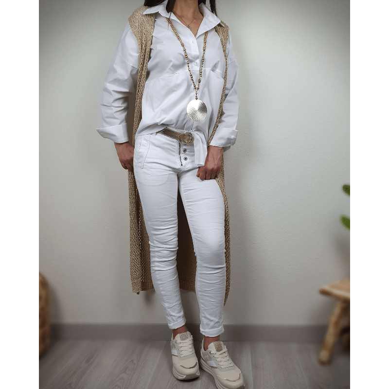 Séverine | Gilet Long en Crochet Femme | Sans Manches - Looksy