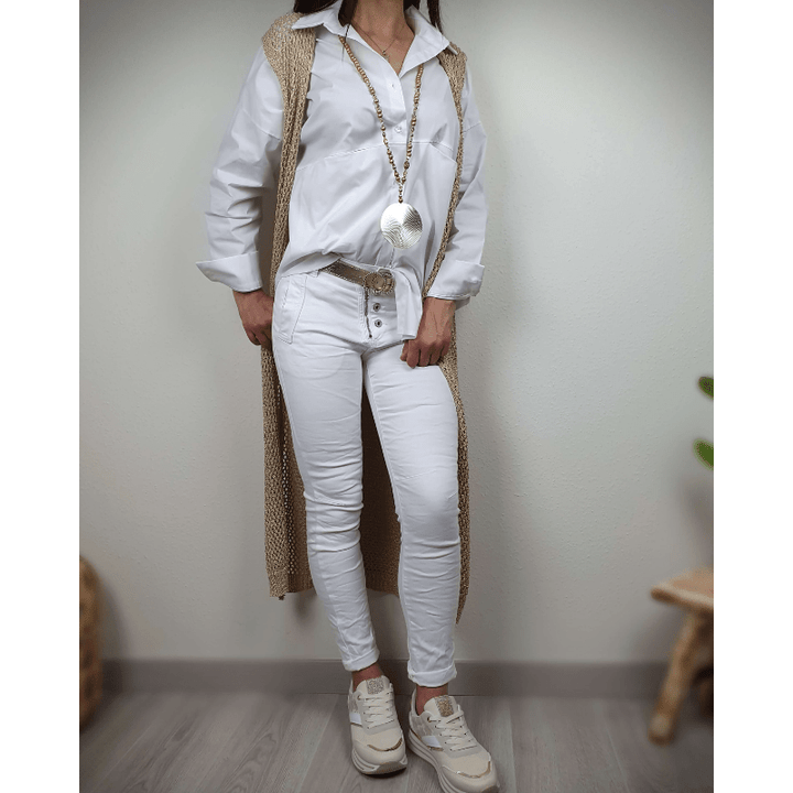 Séverine | Gilet Long en Crochet Femme | Sans Manches - Looksy