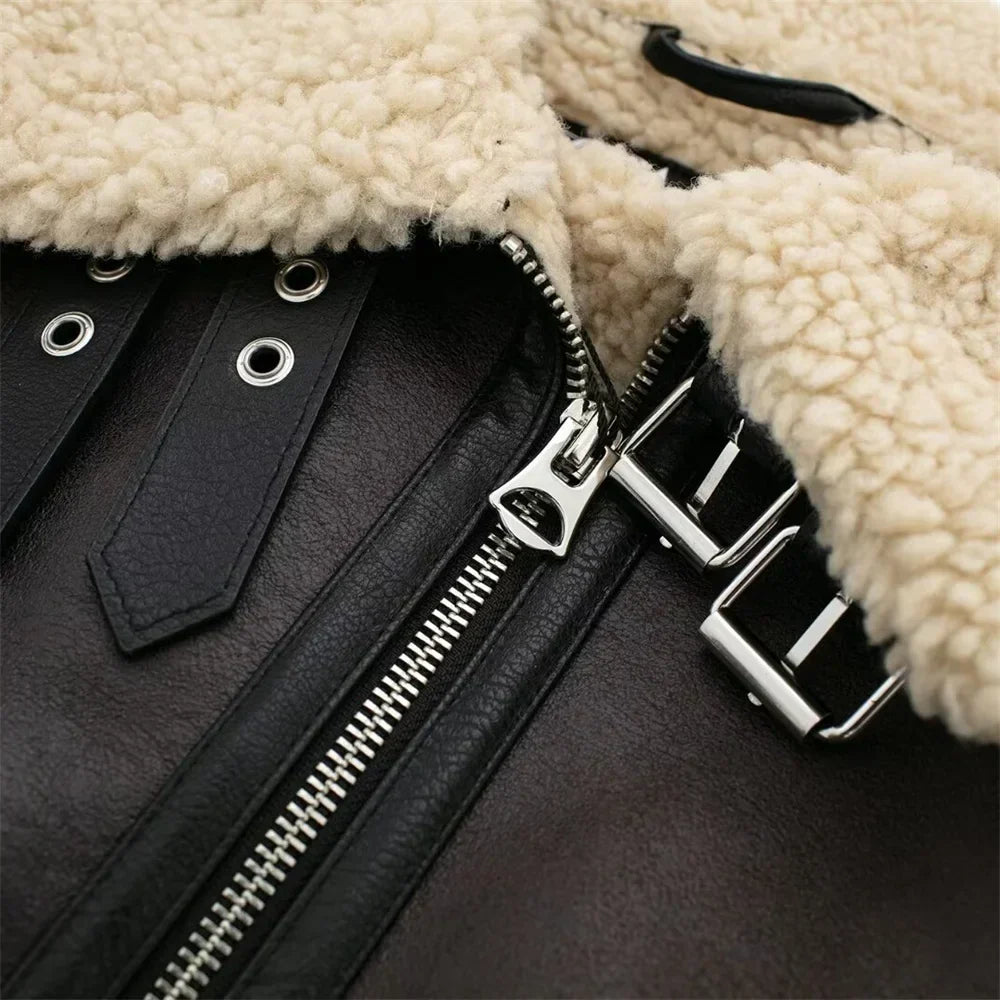 Veste Aviateur Similicuir Femme - Tendance Hiver Doublée