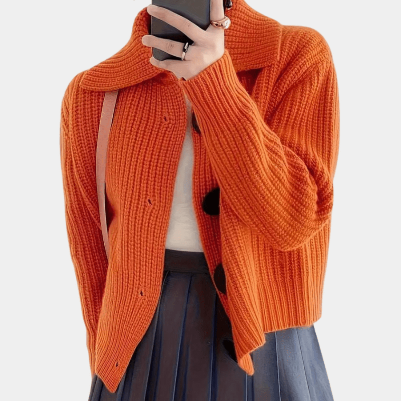 Soizic | Cardigan Boutonné Maille Épaisse Femme | Chaleur - Looksy