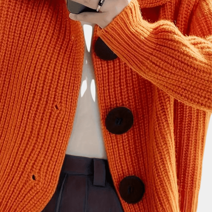 Soizic | Cardigan Boutonné Maille Épaisse Femme | Chaleur - Looksy