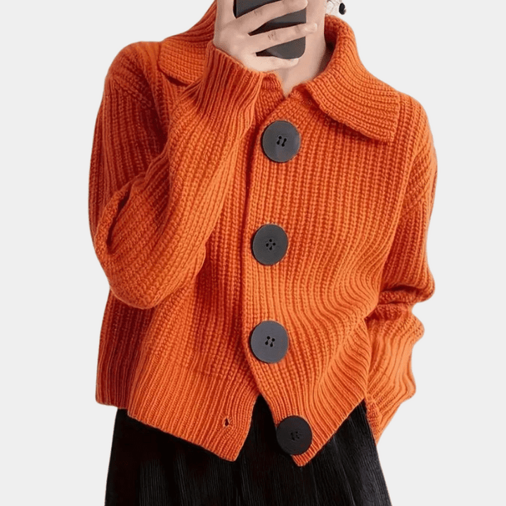 Soizic | Cardigan Boutonné Maille Épaisse Femme | Chaleur - Looksy